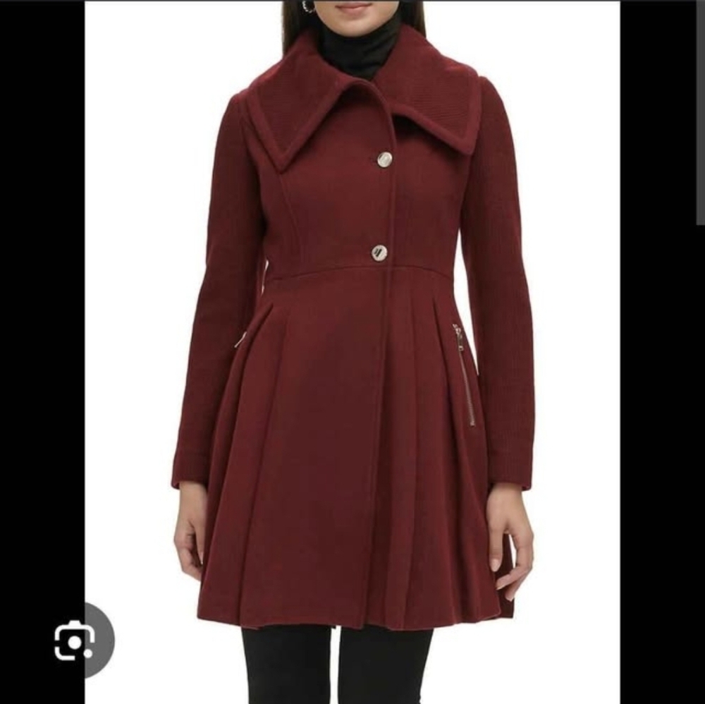 Guess Women's Brown Wool Blend Coat